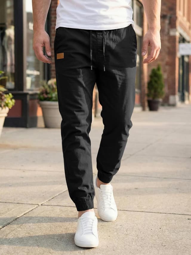 Detalle de JMIERR Mens Casual Joggers Cotton Drawstring Pants