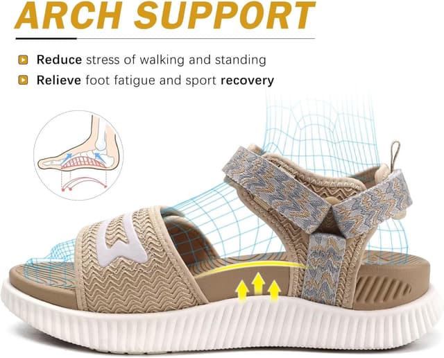 Detalle de KuaiLu sandali trekking da donna comodi con supporto arco plantare regolabile
