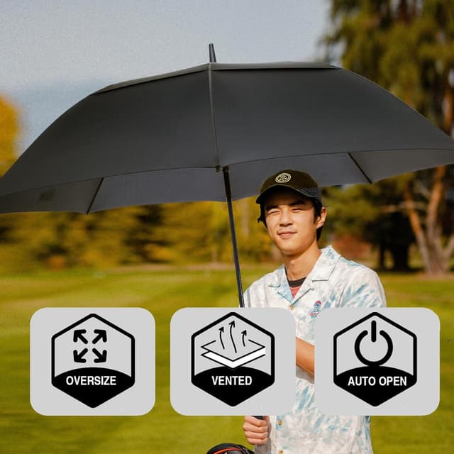 Thumbnail 6 de SIEPASA Automatic Open Golf Umbrella (Extra Large, Double Canopy, Windproof & Waterproof)