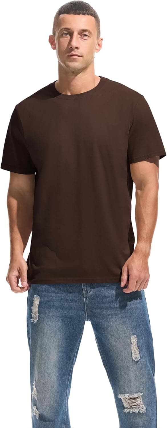 Detalle de VEIISAR Herren T-Shirt 210 GSM – 100% Baumwolle (vorgewaschen), klassisches Basic in Uni-Farbe
