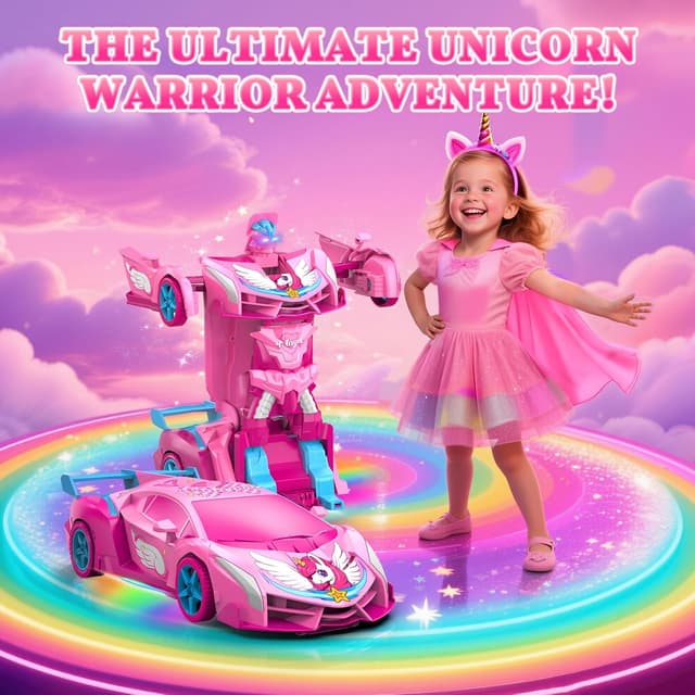 Thumbnail 6 de Unicorn Transform RC Cars for Girls Toys with Rainbow Eyes & Underbody Lights