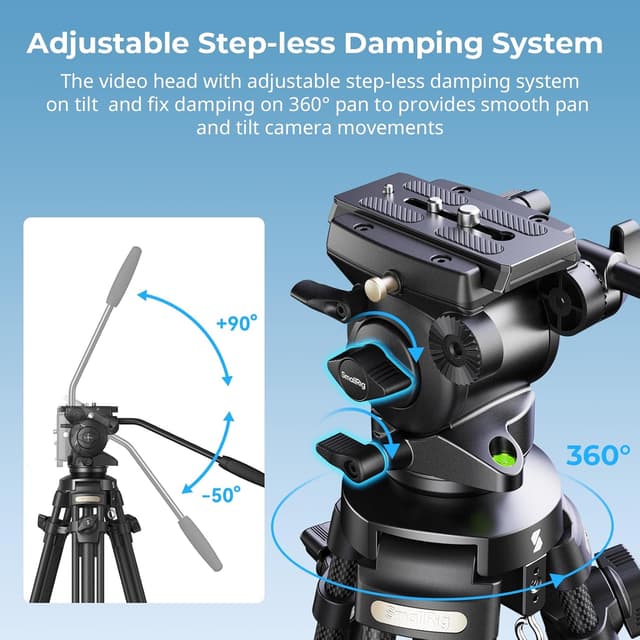 Detalle de SMALLRIG Lightweight Carbon Fibre Video Tripod Kit with Step-Less Fluid Head (AD-50-4685)