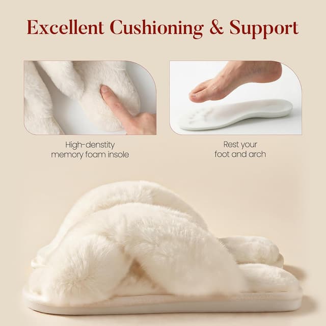 Detalle 2 de Ankis Hausschuhe Damen Plüsch mit Kreuzband