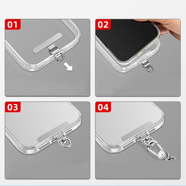 Thumbnail 6 de CHUQING Handykette Schwarz mit Handy-Patch (Handyband-Einlagen) Roségold, 2 Stück – universelle Aufsätze für Smartphone-Hüllen