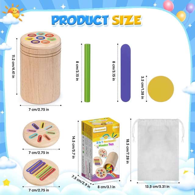 Thumbnail 4 de Joozmui Montessori Wooden 3‑in‑1 Toy for 1–3 Years
