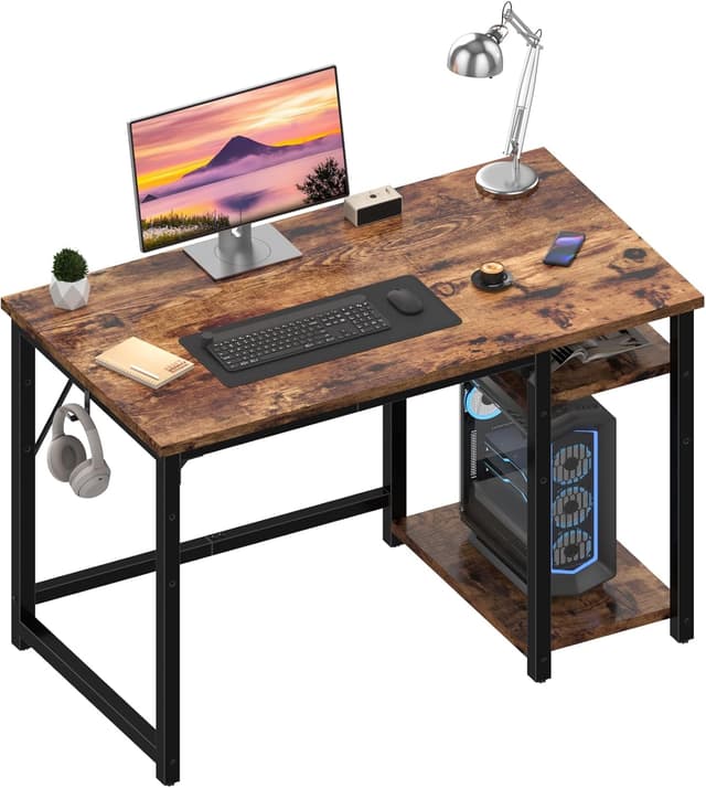 Detalle de JUMMICO Scrivania 100 x 50 cm con 2 ripiani e separatore regolabile (destro o sinistro)