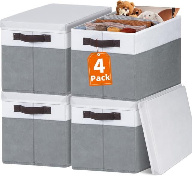 Detalle de Large Closet Storage Baskets 4-Pack 14x10x9.5 in