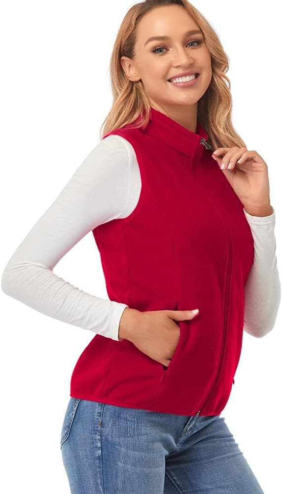 Detalle 2 de Gilet in pile da donna fuinloth con collo alto, zip e tasche