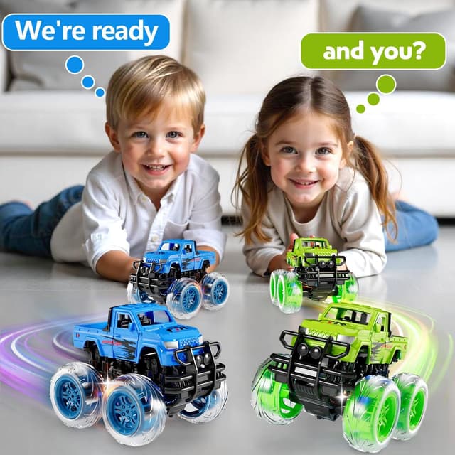 Detalle de Winstico 2 Pack Monster Truck light-up cars for toddlers