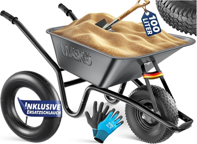 Thumbnail 5 de MASKO Schubkarre 100 l 250 kg mit 16 Zoll Luftreifen
