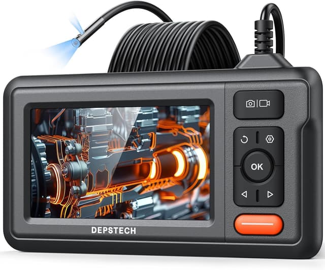 Detalle de DEPSTECH DS320 Dual Lens Endoscope Inspection Camera with 4.3” IPS Screen (IP67, 5m cable)