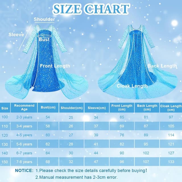 Thumbnail 4 de ACWOO Costume Elsa bambina 2–10 anni