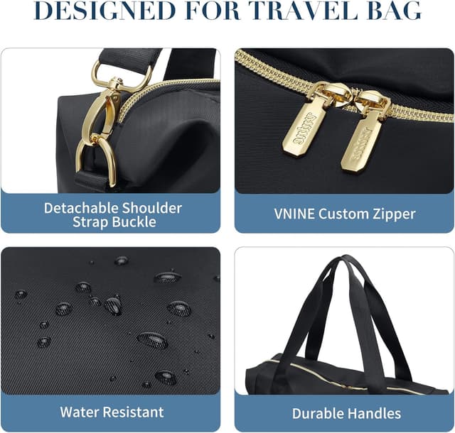 Detalle de VNINE Borsone da viaggio donna con scomparto scarpe e organizzazione per 3-5 giorni