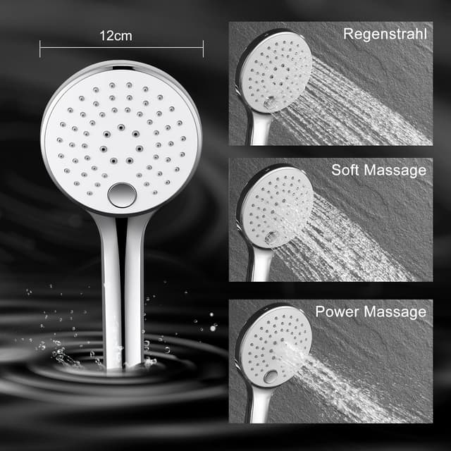 Detalle de JOHO Edelstahl Duschset mit Thermostat, Regendusche 25 cm (D25) und Handbrause