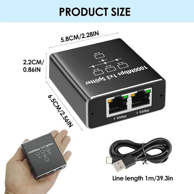 Thumbnail 1 de OIHCAZ Ethernet Splitter 1 to 3 1000Mbps