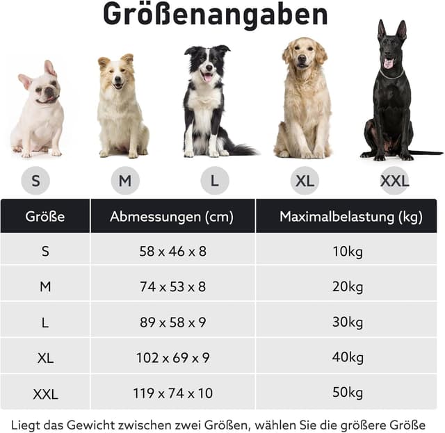 Detalle 2 de Pawk Hundebett große Hunde XL – waschbares, atmungsaktives Hundekissen 102×69×9 cm