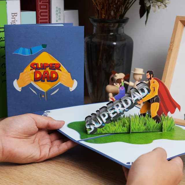 Detalle de MMagic Ants Vatertag Karte „Super Dad“ – 3D Pop-up Glückwunschkarte zum Vatertag