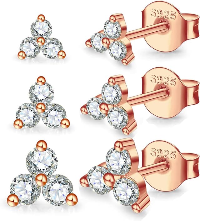 Detalle de MASOP Ohrstecker Set mit Zirkonia 3er, 3 mm