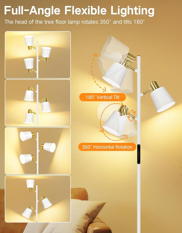 Detalle de OUTON Lampada da Terra LED dimmerabile con telecomando e controllo touch, 36W