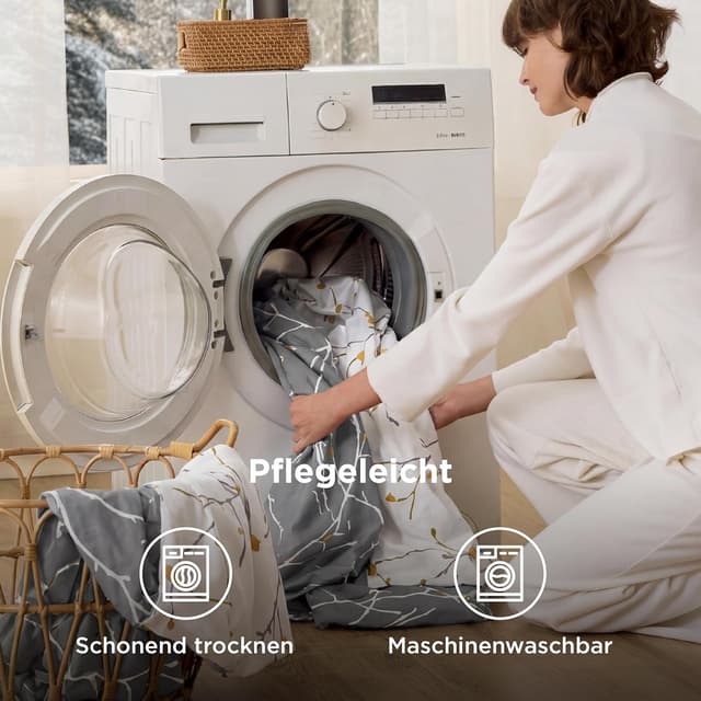 Thumbnail 6 de BEDSURE Bettwäsche-Set 200x200 cm aus Baumwolle grau, Wendebettwäsche mit Reißverschluss