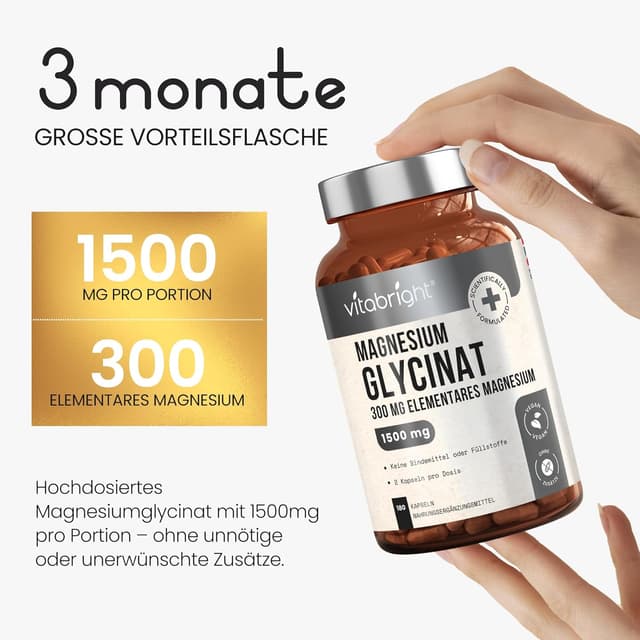 Thumbnail 5 de VitaBright Magnesium Glycinat 300mg 180 Kapseln