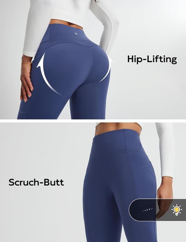 Detalle de baleaf Women’s Thermal Fleece Lined Leggings with High Waist & Cross Pockets for Winter Running