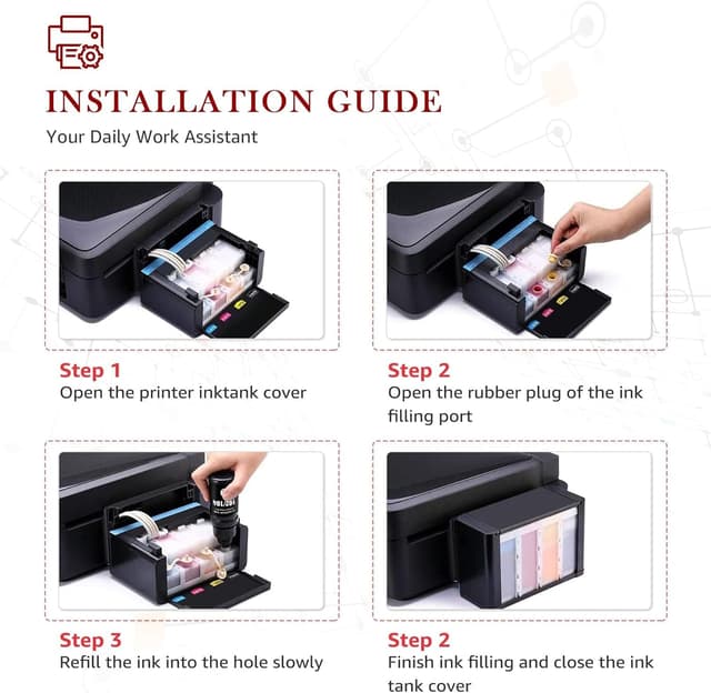Detalle de Toner Kingdom 104/102 Tinte kompatibel als 4‑Farben-Multipack für Epson EcoTank (für ET-Modelle wie ET-2720, ET-4700 u. a.)