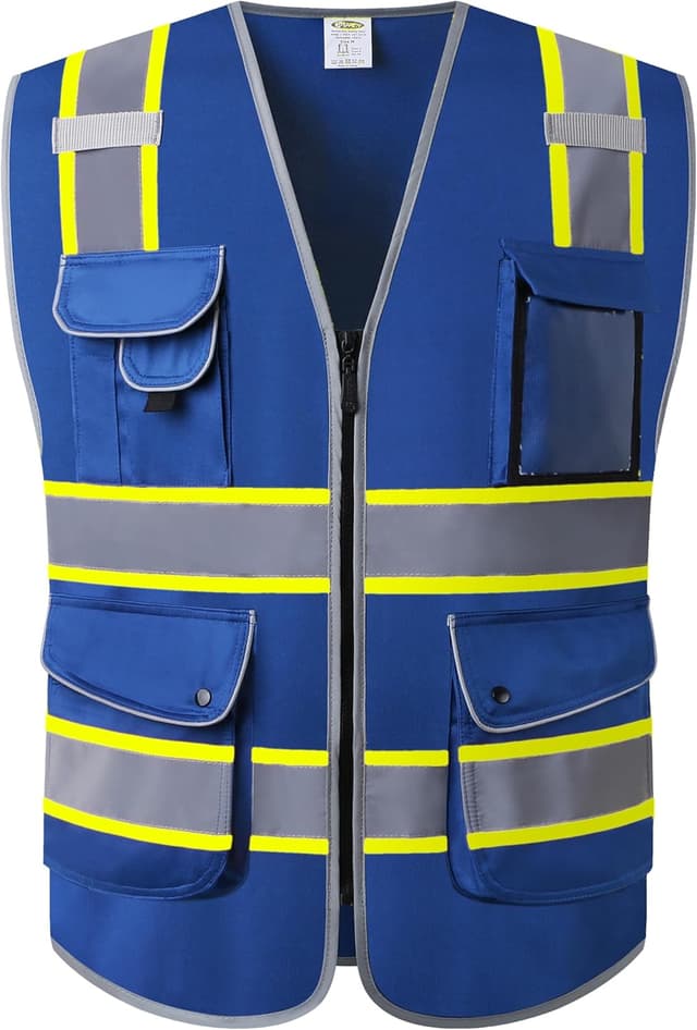 Thumbnail 6 de JKSafety 9-Pocket Class 2 High-Visibility Zipper Safety Vest (ANSI/ISEA 107 Class 2 Type R) — Large, 150-Yellow