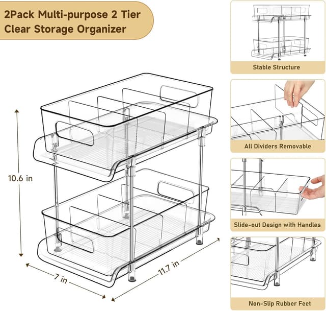 Detalle de HIHEGD 2-Tier Bathroom Organizer with Dividers