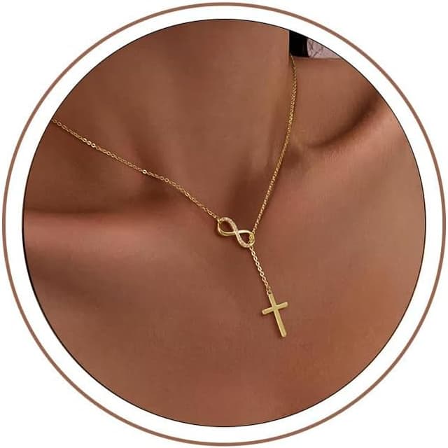 Detalle de Kreuzkette Damen 14K Gold, 38 + 6 cm