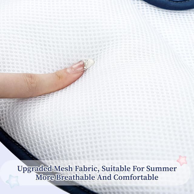 Detalle de Hooyax baby car seat head support cushion (2 in 1) for newborns – breathable mesh & detachable headrest, Blue Space