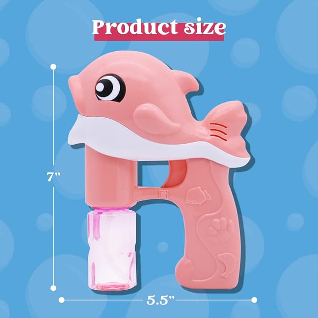 Detalle 2 de JOYIN 2 Bubble Guns Kit for Kids (Blue & Pink Whale) with 4 Bubble Solutions