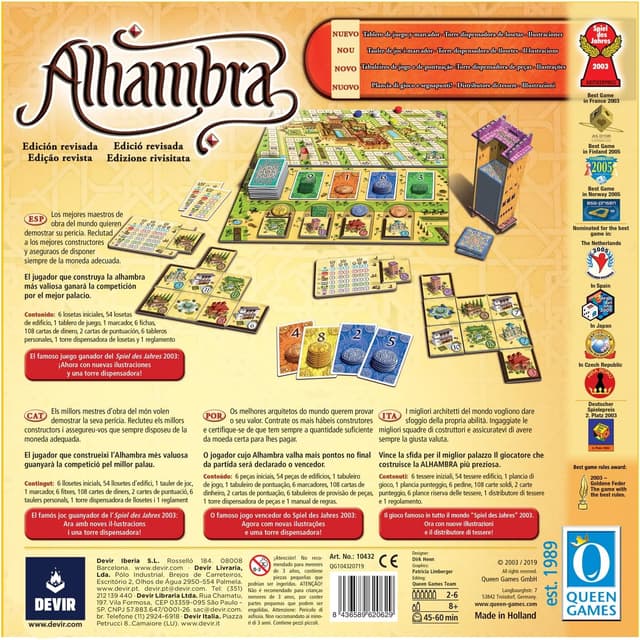 Detalle de Devir Alhambra - Juego de Mesa de Estrategia y Construcción 🏰