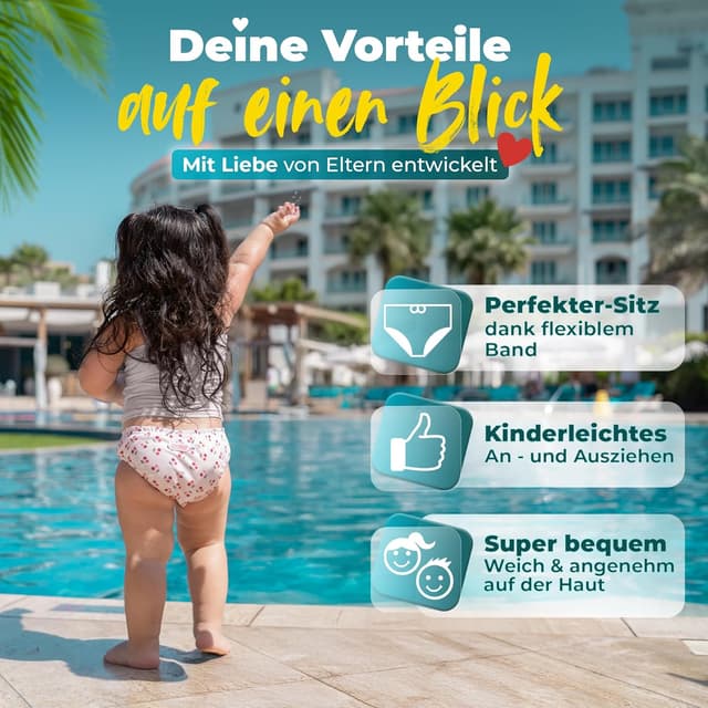 Detalle 2 de KIDVERSE Schwimmwindel Baby Badehose (6–12 Monate) – wiederverwendbar, hautfreundlich & mit Tragetasche