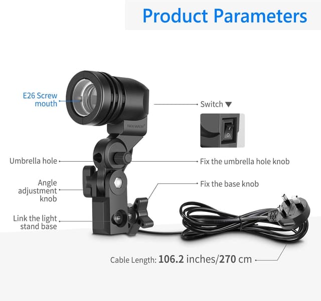 Thumbnail 5 de NEEWER E27 Lamp Holder 2-pack for Light Stands