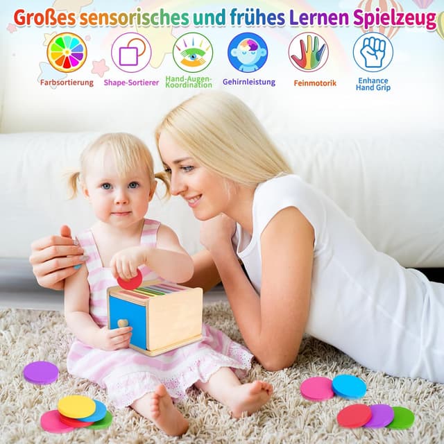 Thumbnail 3 de FCSONU Montessori Steckspiel Holz 12 Teile 12×11×8,5 cm 🎲