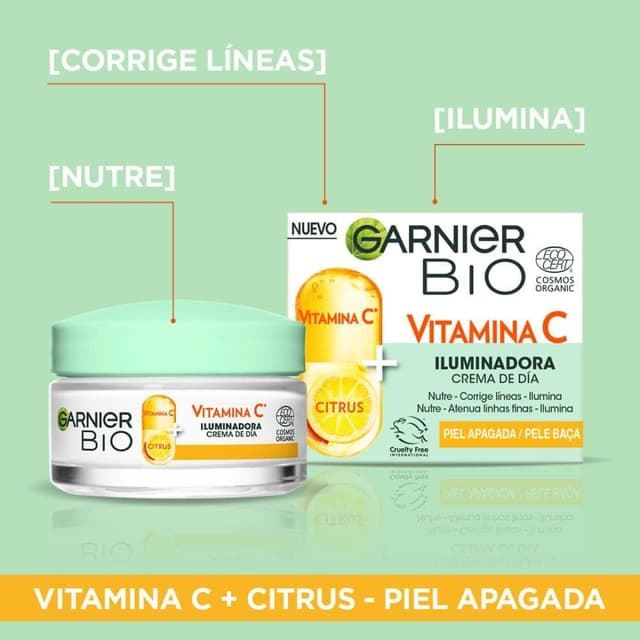 Detalle de Garnier Vitamina C Crema Día Iluminadora, 24H, Vegana, 50 ml