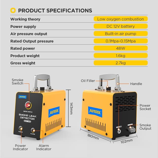 Thumbnail 5 de AUTOOL Smoke Machine Detector 12V