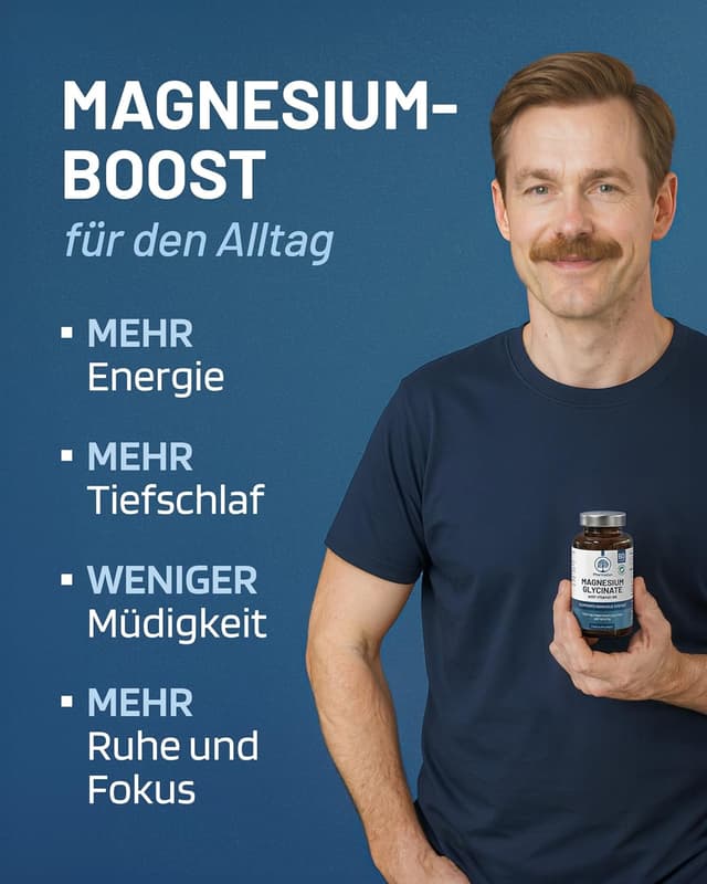 Detalle de Magnesium Bisglycinat hochdosiert mit Vitamin B6 (1500 mg, 120 Kapseln) – vegan & laborgeprüft