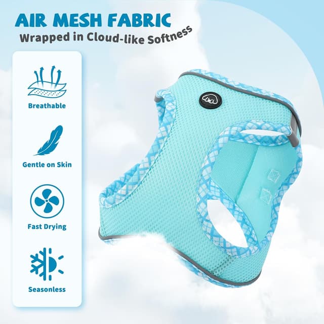 Detalle de COMSLE Pettorina per Cani Taglia Piccola XS blu chiaro con imbottitura morbida, traspirante e riflettente