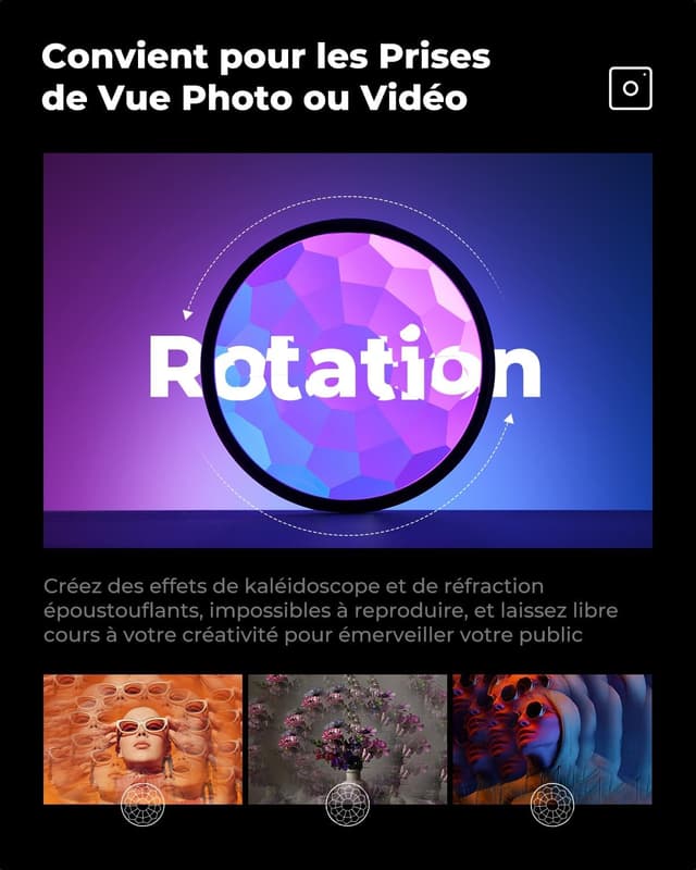 Detalle 2 de K&F CONCEPT filtre kaléidoscope à prisme Ø77 mm (effets spéciaux) pour photographie d’art