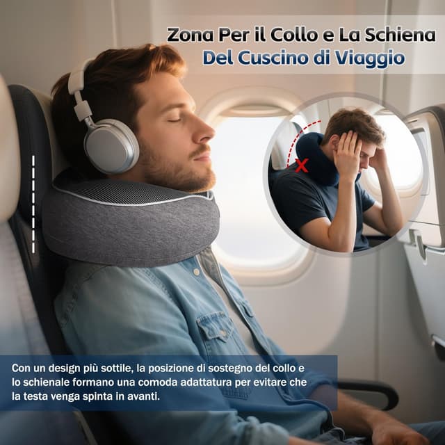 Detalle de Nourideaux Nackenkissen Dunkelgrau Flugzeug