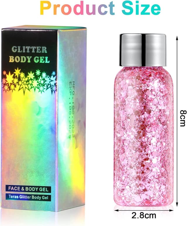 Thumbnail 6 de Gel à paillettes URAQT « Mermaid » pour le corps et les yeux (blanc + rose + vert)