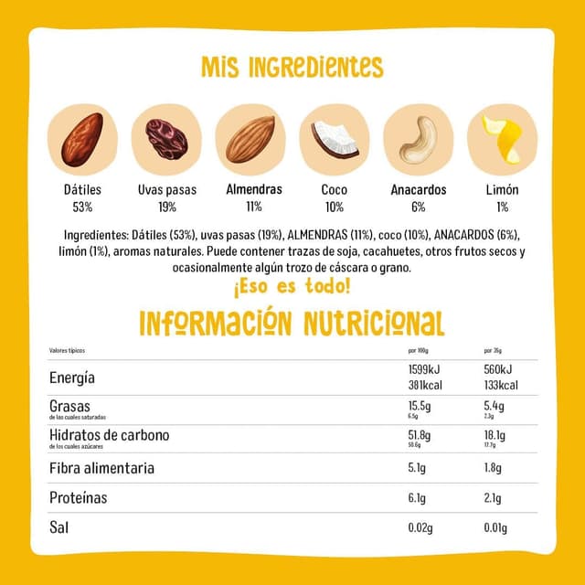 Thumbnail 5 de Nākd Lemon Cake 🍋 Barritas Naturales Sin Azúcar 630g