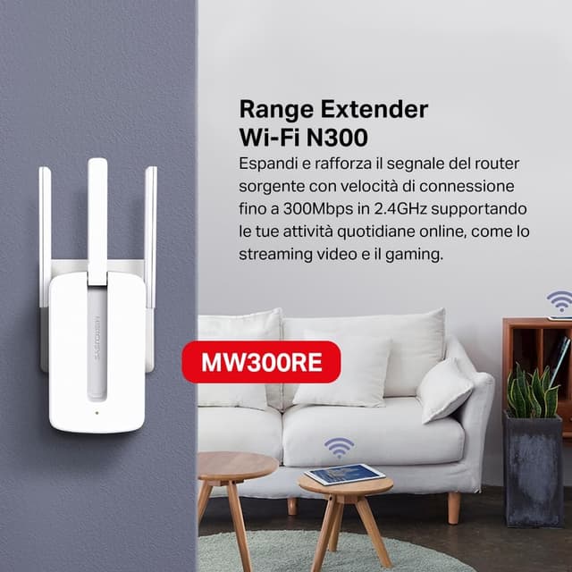 Thumbnail 1 de MERCUSYS MW300RE ripetitore WiFi 300 Mbps