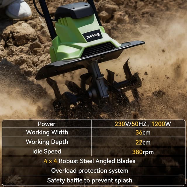 Detalle 2 de PHIWOS Electric Garden Tiller 1200W