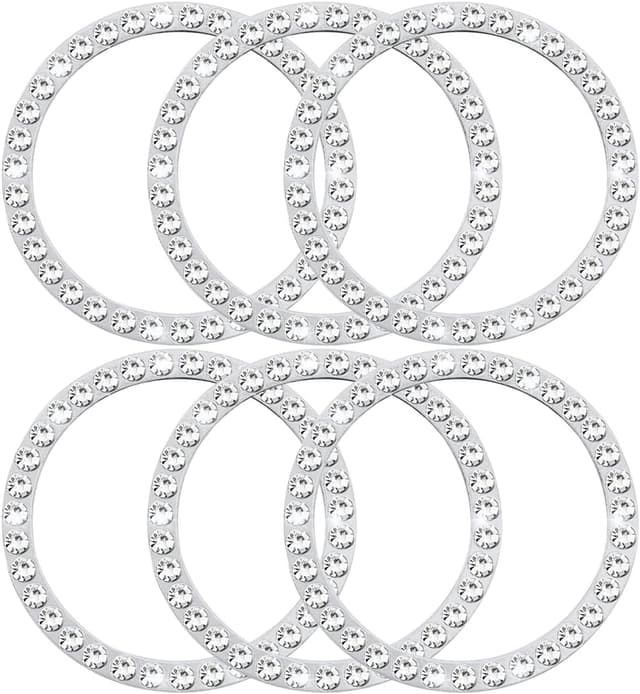 Detalle de 6 Pack Bling Crystal Rhinestone Ring Emblem Stickers for Car Start/Stop Buttons (Zinc Alloy, 1.5in)