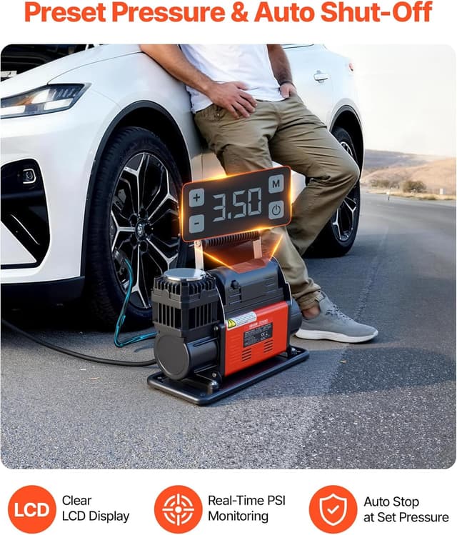 Thumbnail 2 de VEVOR Gonfleur Pneus 12 V 202 L/min 10,3 bar