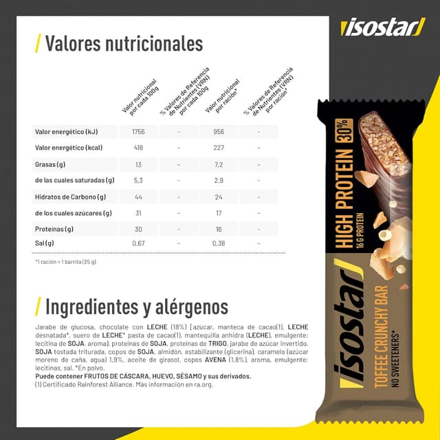 Thumbnail 5 de Isostar Barrita High Protein Toffee 30 – 16 unidades
