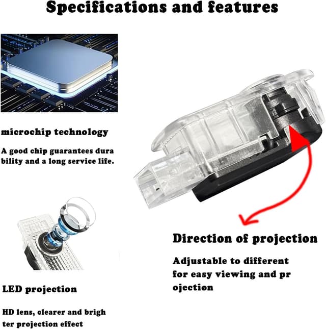 Detalle de Krewua 4 PCS car door logo projector lights for multiple Audi models (A1/A3/A4/A5/A6/A7/A8, Q2/Q3/Q5/Q7/Q8, TT, R8)